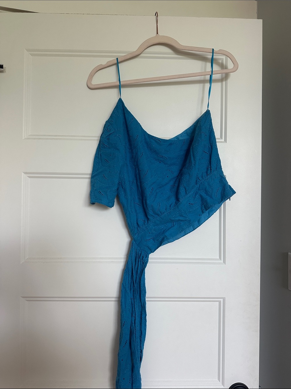 Teal Blue One-Shoulder Tie-Waist Women's Camisole